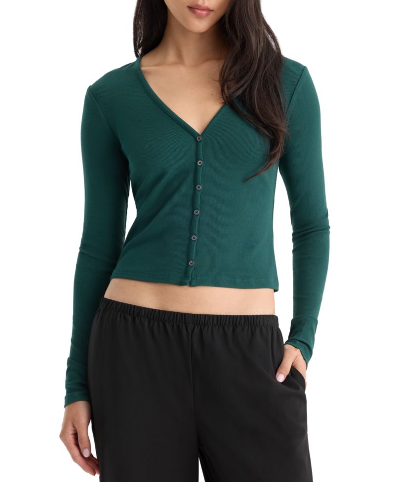 Women's Rib V-Neck Cardigan