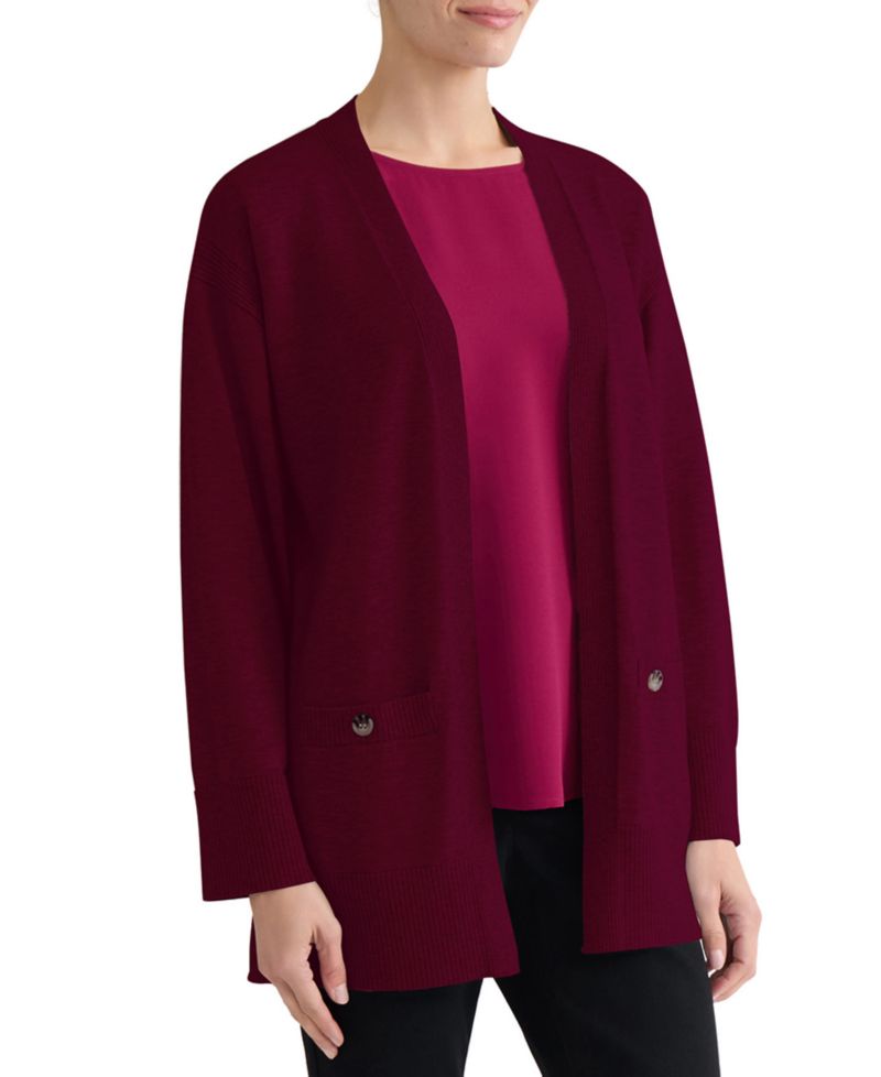 Women's Kissing Front Long-Sleeve Side-Slit Cardigan