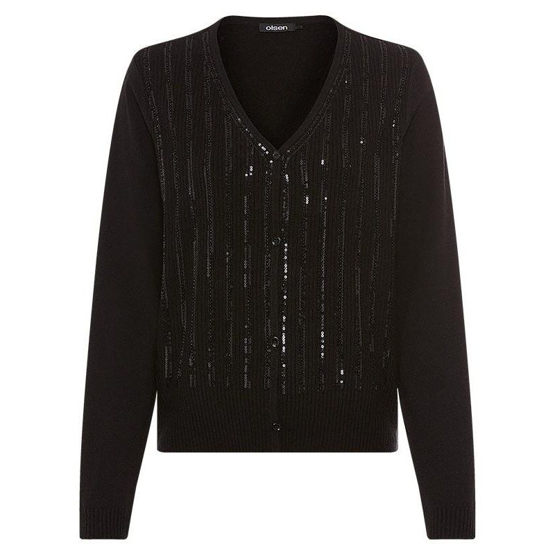 Women's Rib Knit Cardigan with Sequin Detail Sweater