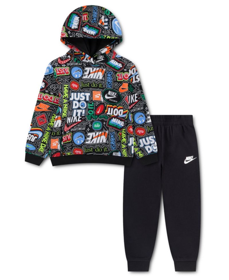 Boys' 4-7 Fleece Printed Hoodie and Joggers, 2-Piece Set