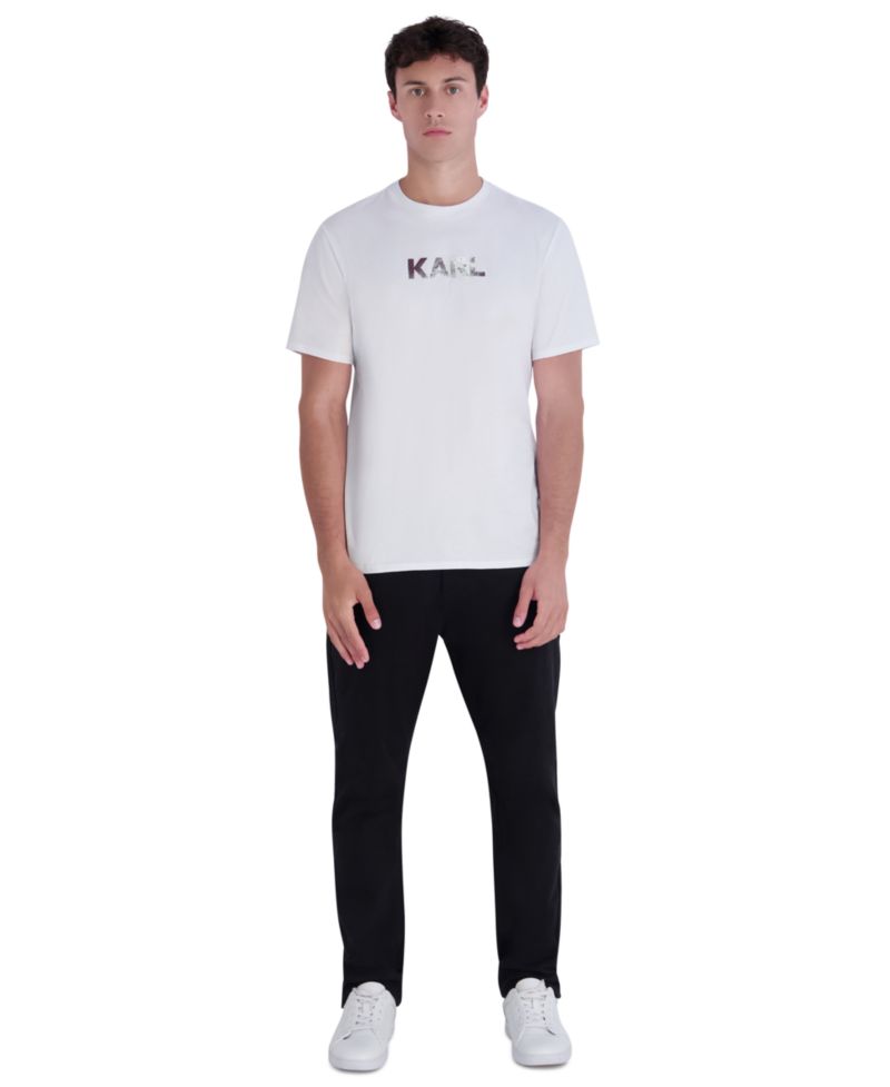 Men's Embossed Karl Crewneck Modern-Fit T-Shirt