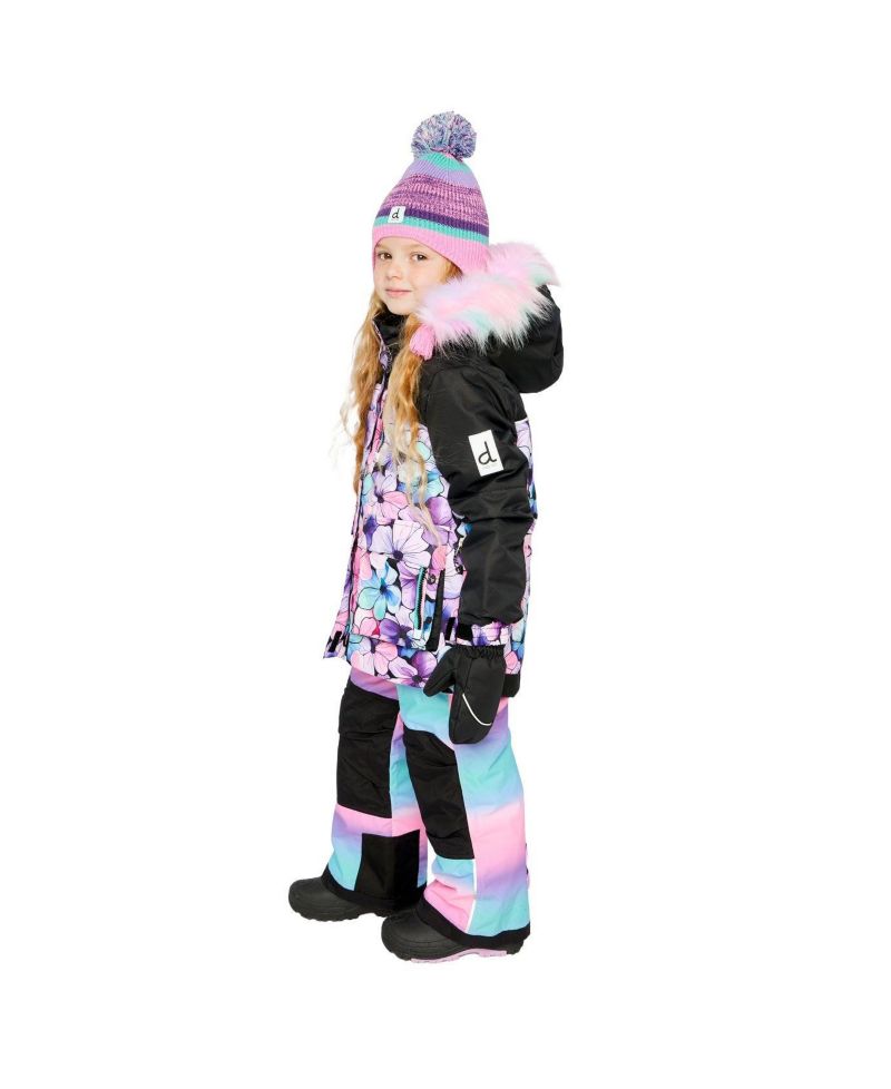 Little and Big Girl (6-14) Two Piece Play Snowsuit Floral Print with Gradient Pants