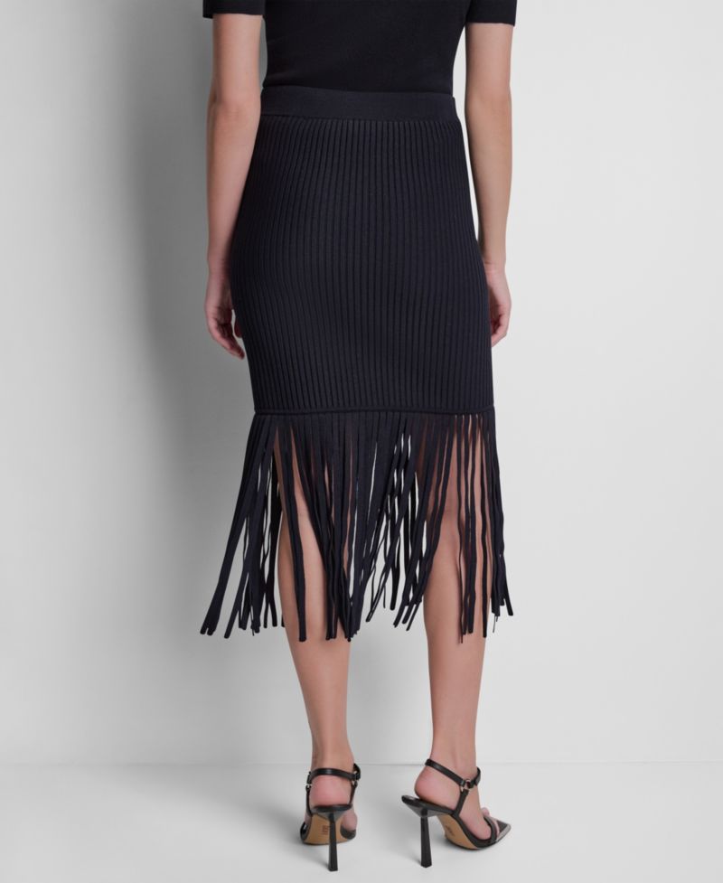 Women's Cotton-Blend Fringe Sweater Skirt