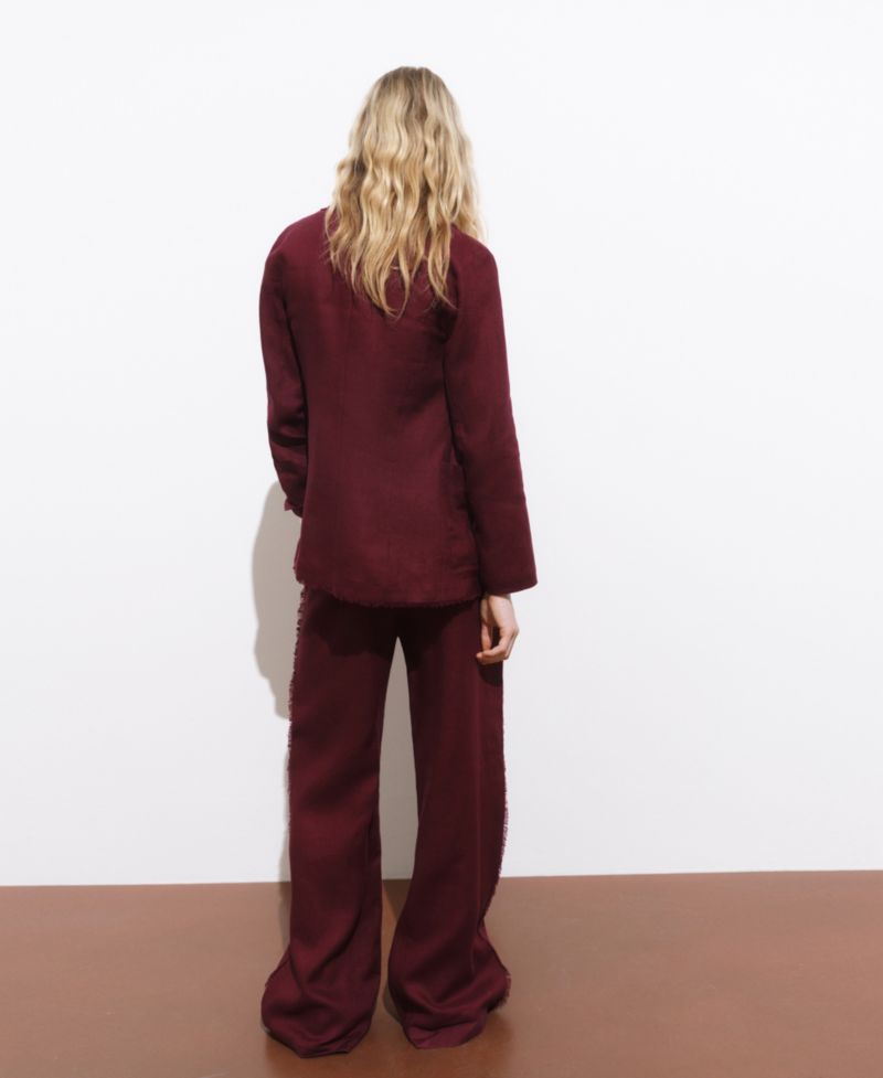 Women's Frayed Ends Linen Suit Pants