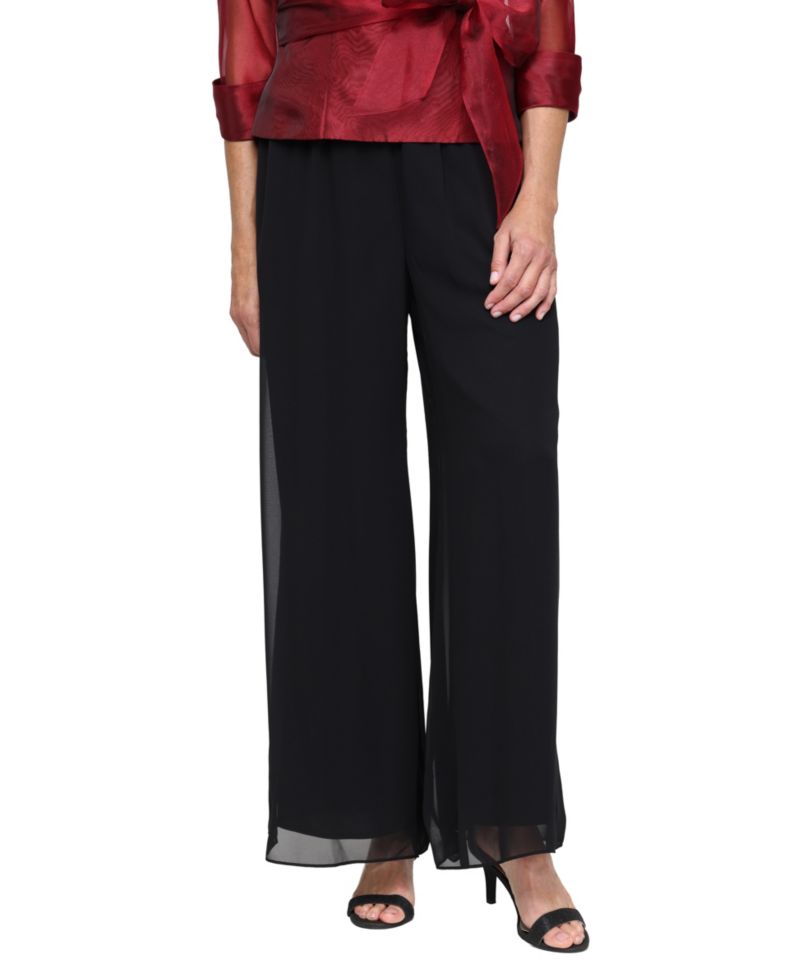 Petite Chiffon Wide-Leg Pull-On Pants