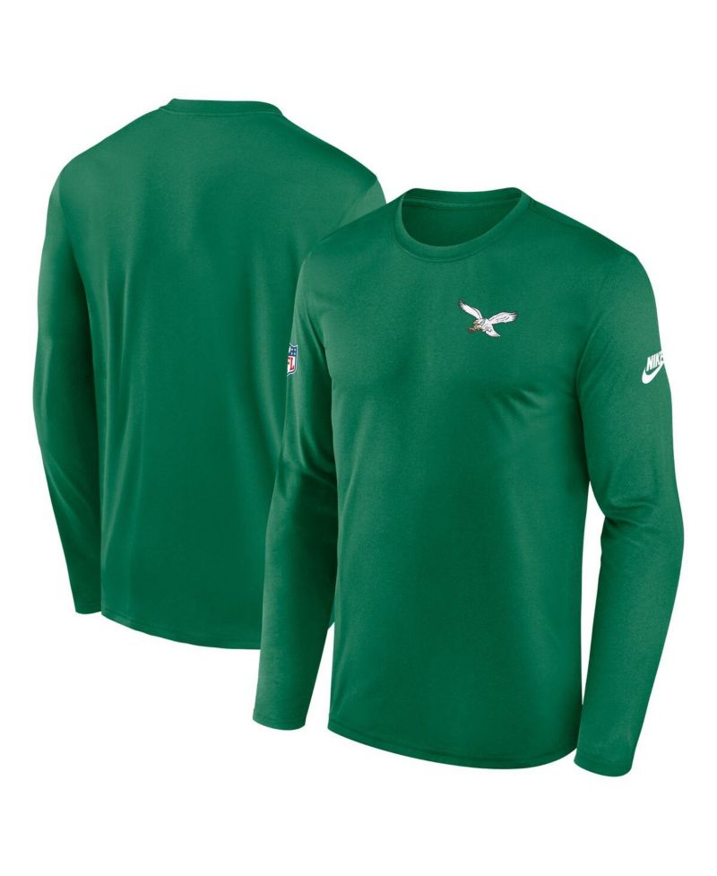 Men's Kelly Green Philadelphia Eagles Legend Small Logo Performance Long Sleeve T-Shirt