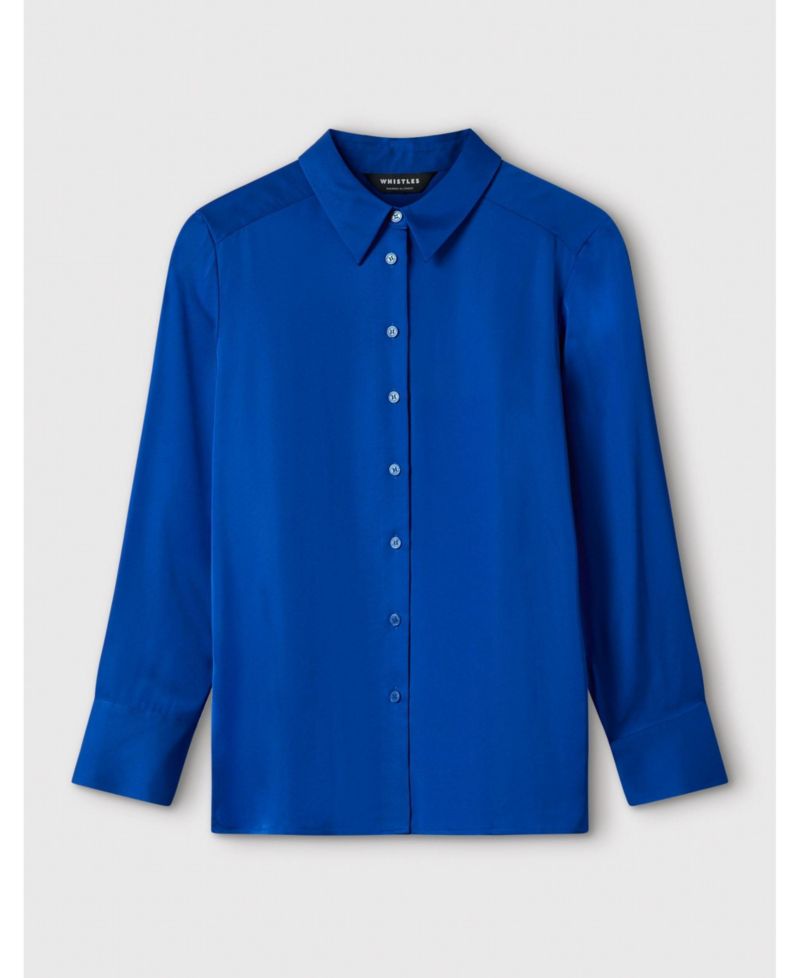 Women's Satin Collared Shirt