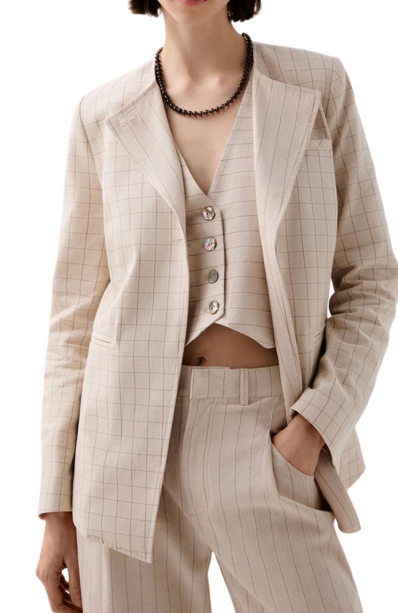 Women's Stripes Check Blazer