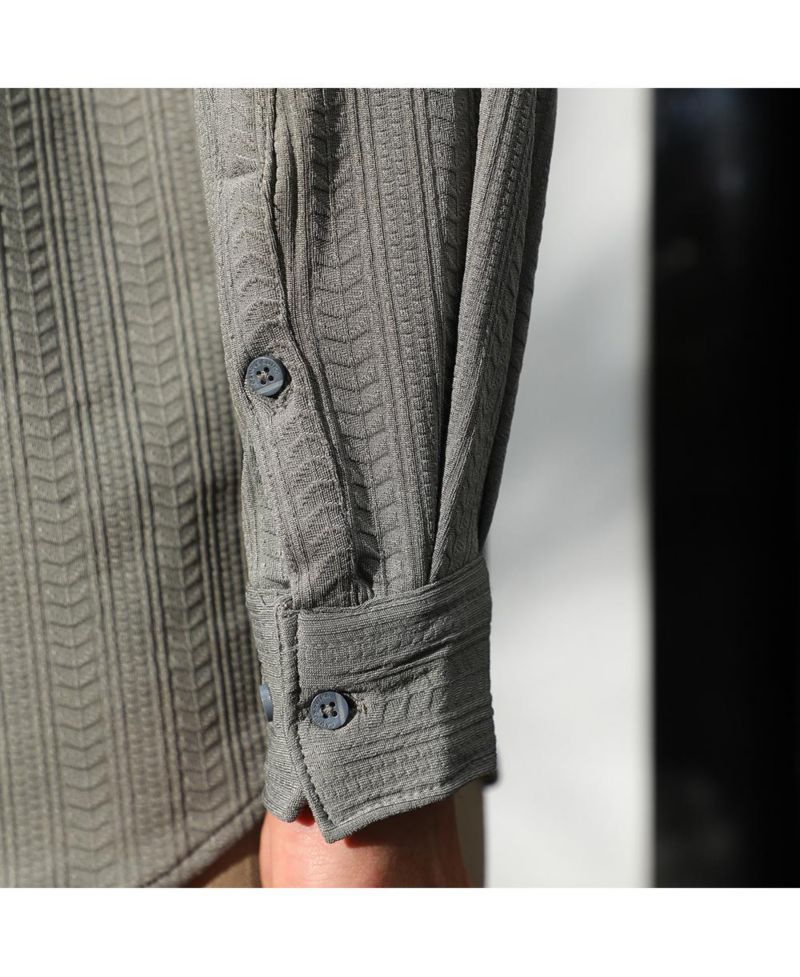 Men's Ash Grey Stripe-Textured Shirt