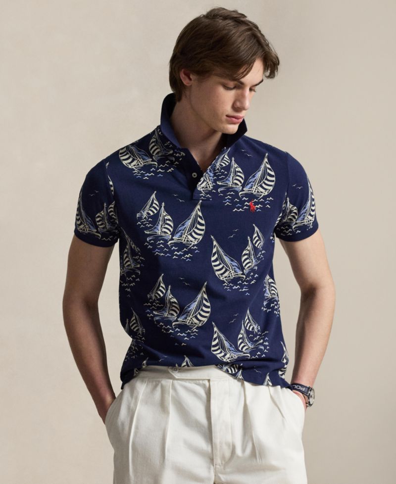Men's Classic-Fit Sailboat Mesh Polo Shirt