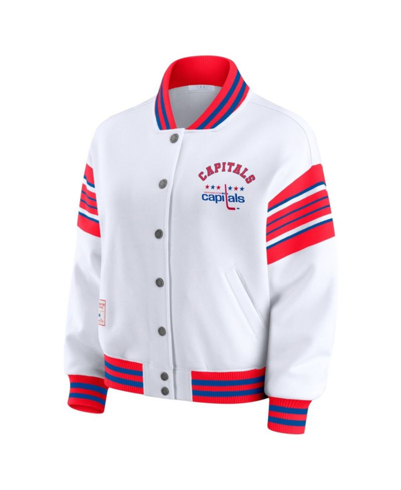 Women's White/Red Washington Capitals Full-Snap Fleece Sweatshirt Jacket