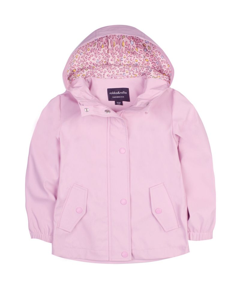 Little and Big Girls' Waterproof Rain Coat Rubberized Jacket