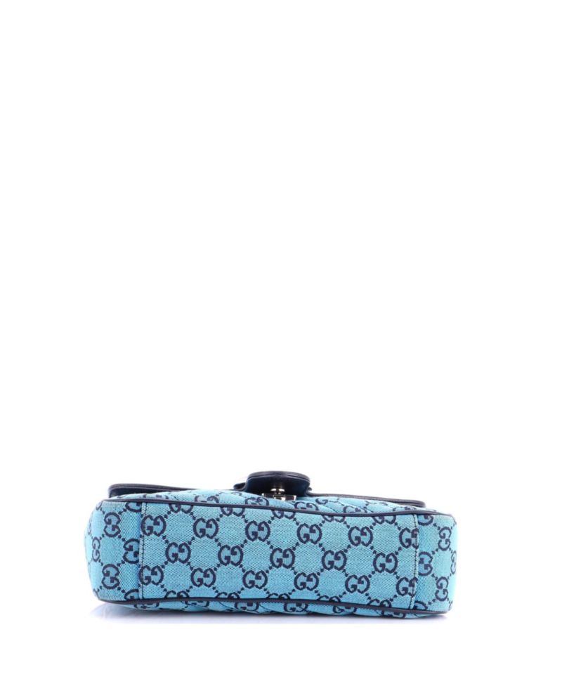 Small GG Marmont Flap Bag Diagonal Quilted GG Canvas with Leather