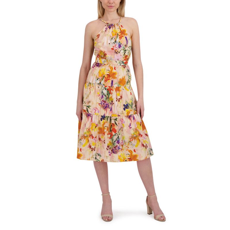 Women's Beaded Halter Midi Dress