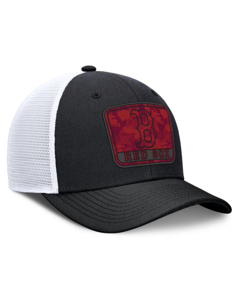 Men's Black/White Boston Red Sox Camo Rise Trucker Dri-FIT Adjustable Hat