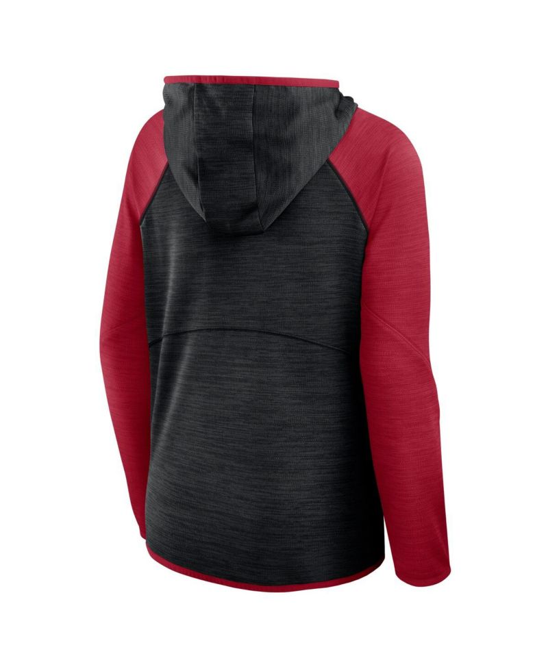Women's Black/Red Atlanta Falcons Redzone End Around Pass Raglan Full-Zip Hoodie