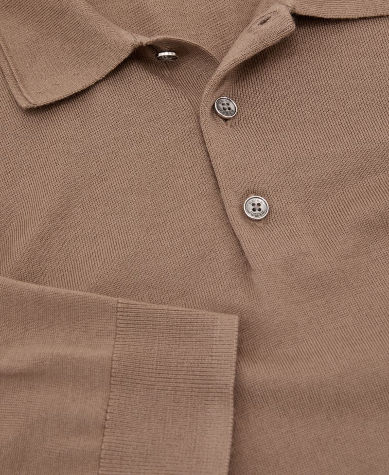 Men's Trafford Slim-Fit Long-Sleeve Merino Wool Polo Shirt