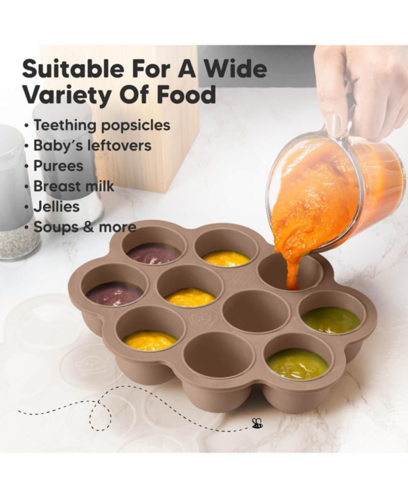 Prep Silicone Baby Food Freezer Tray with Clip-on Lid, 2oz x 10 Silicone Freezer Molds, BPA-Free Baby Food Storage
