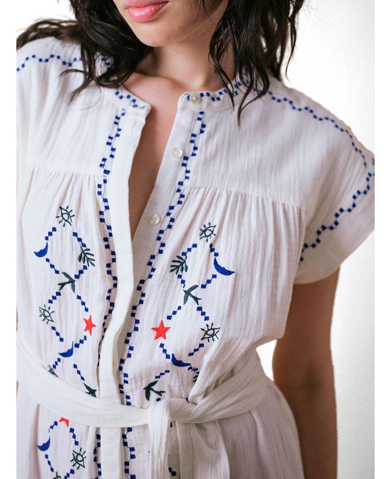 Women's Cap Sleeve Embroidered Dress