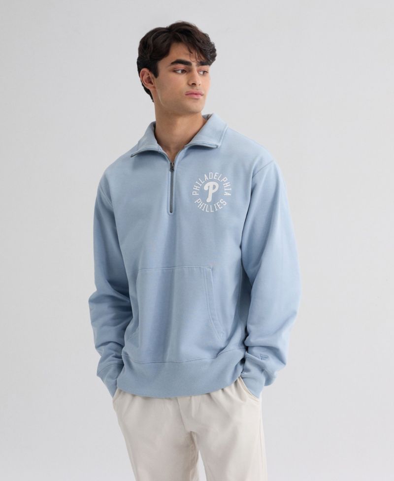 Men's Philadelphia Phillies Iconic Sideline Terry Relaxed-Fit Quarter-Zip Sweatshirt