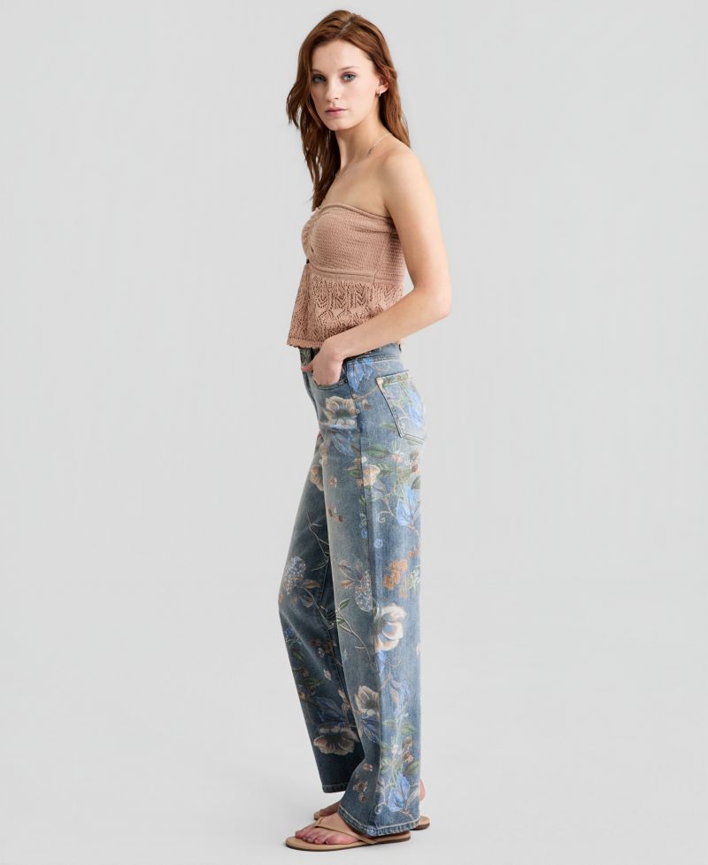 Women's High Rise Floral Jeans