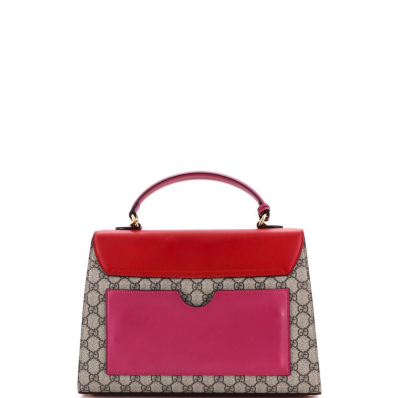 Medium Padlock Top Handle Bag GG Coated Canvas and Leather