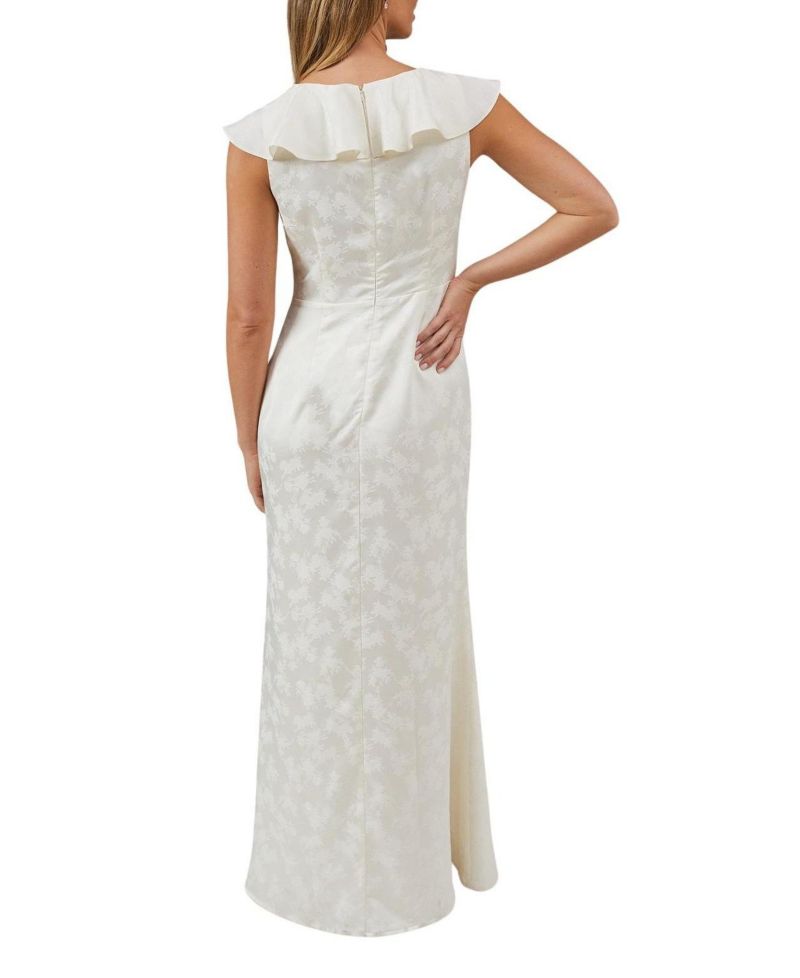 Women's Satin Jacquard V-Neck Bridesmaid Dress