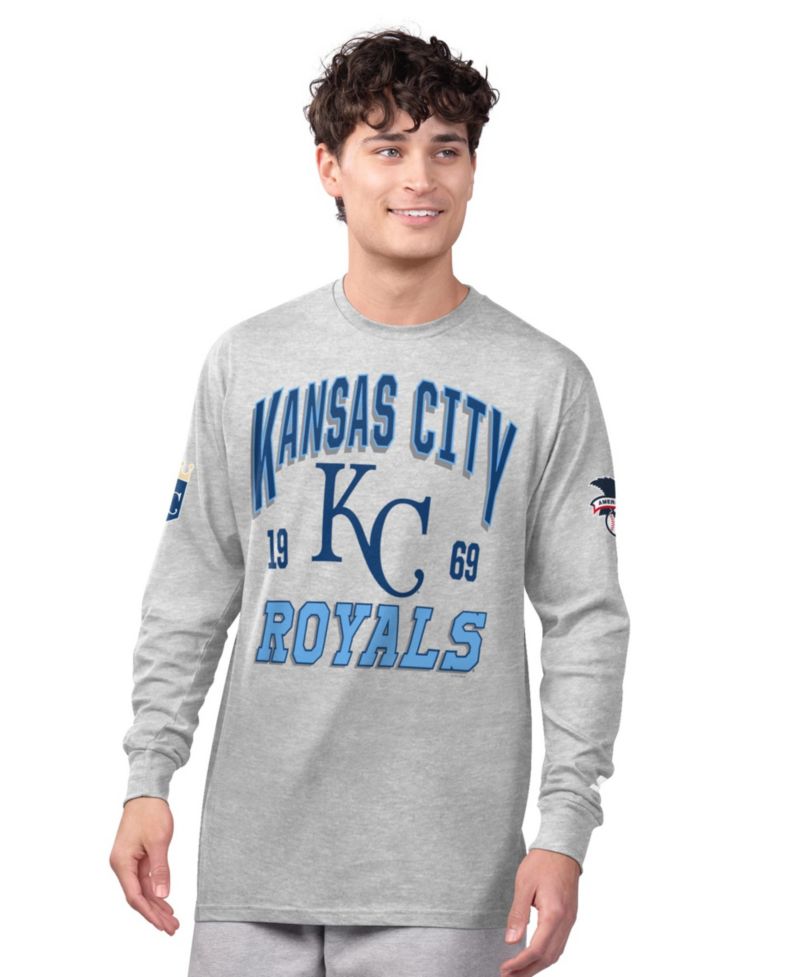 Men's Heather Gray/Royal Kansas City Royals Two-Pack Long Sleeve & Short Sleeve T-Shirt Set