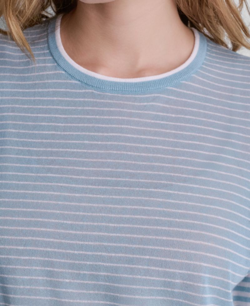 Women's Short-Sleeve Striped Sweater