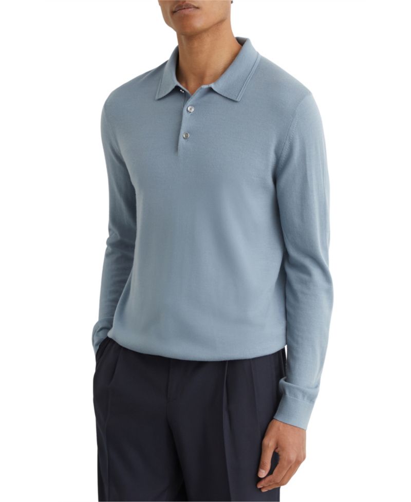 Men's Trafford Merino Wool Long-Sleeve Polo Shirt