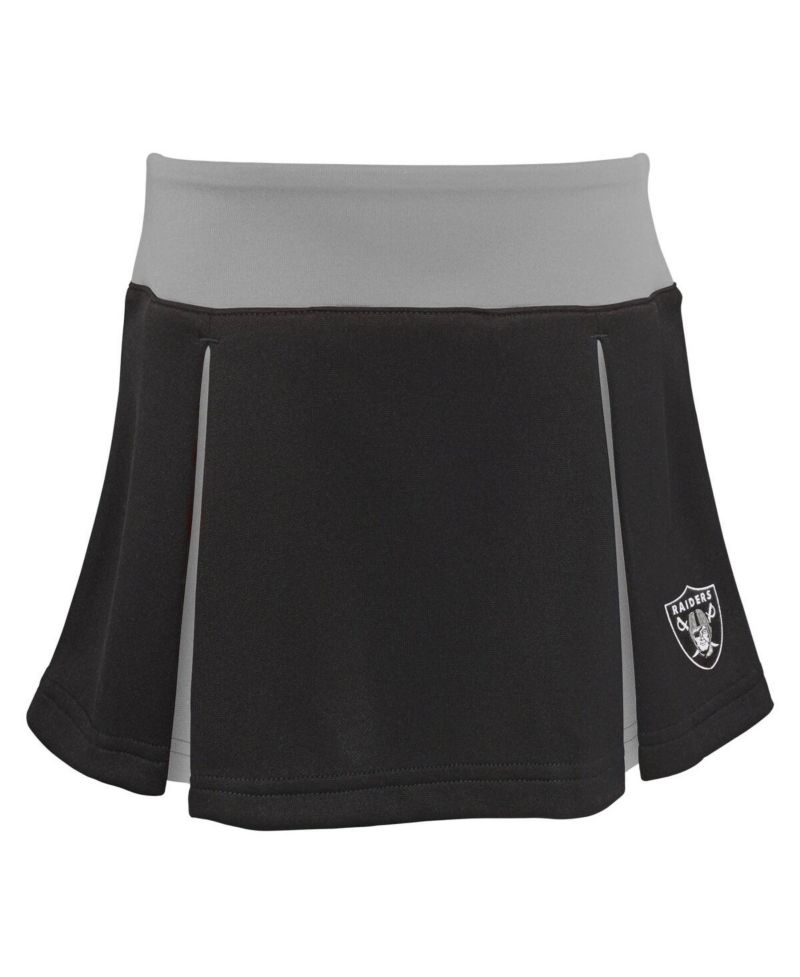 Little Girls Black Las Vegas Raiders Spirit Cheerleader Two-Piece Set with Bloomers