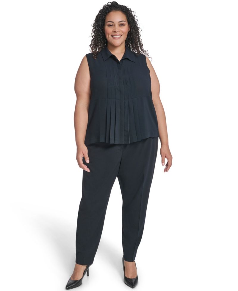 Plus Size Collared Neck Sleeveless Top