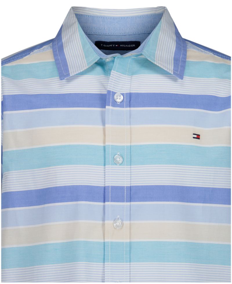 Boys' 2T-7 Bold Railroad Stripe Short-Sleeve Woven