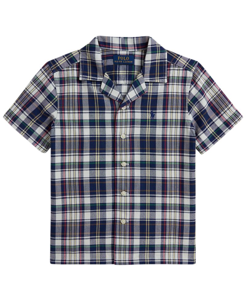 Boys' 2-7 Plaid Cotton Oxford Camp Shirt