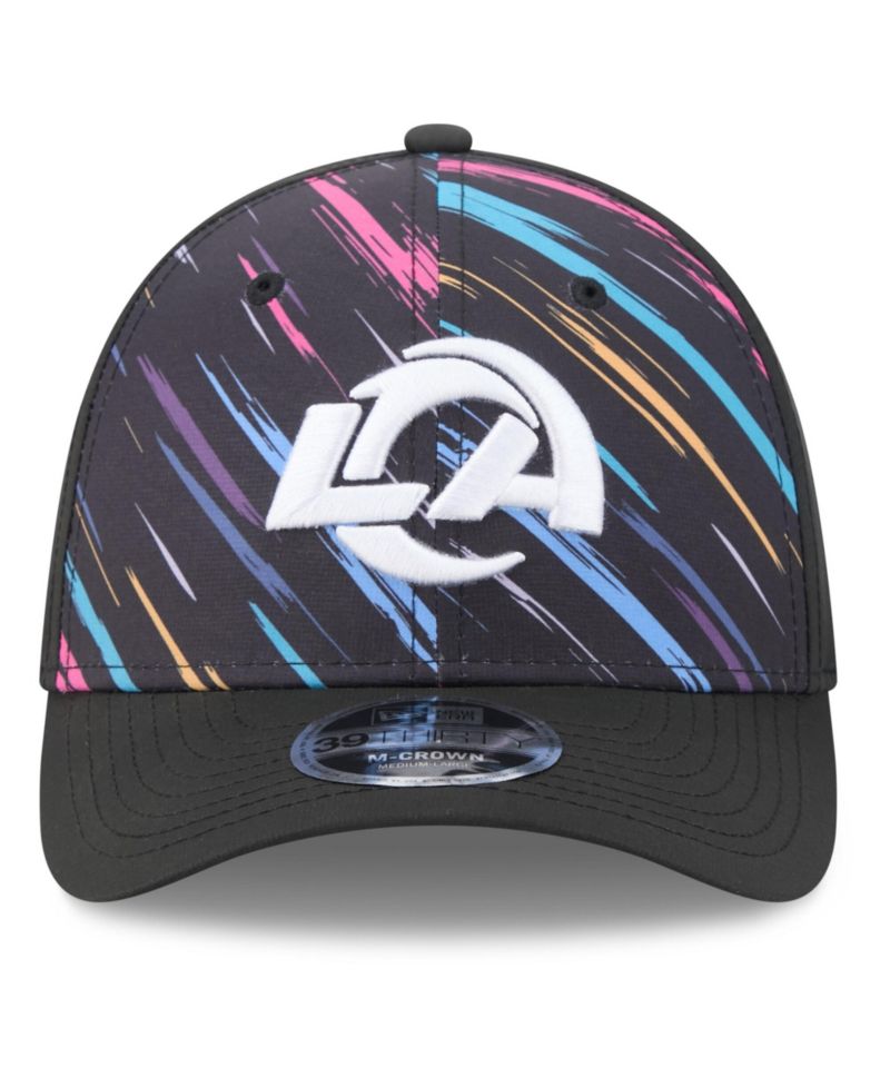 Men's Black Los Angeles Rams 2026 NFL Cruical Catch 39THIRTY M-Crown Stretch Hat