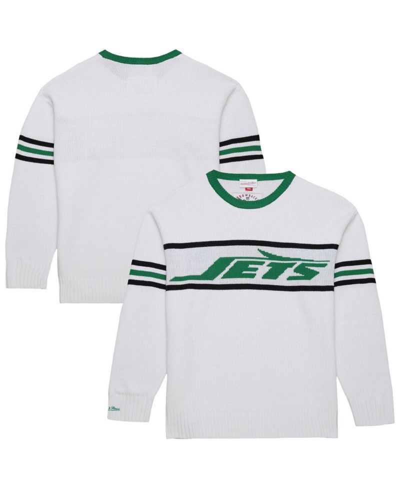 Men's White New York Jets Throwback 1984 Pullover Sweater
