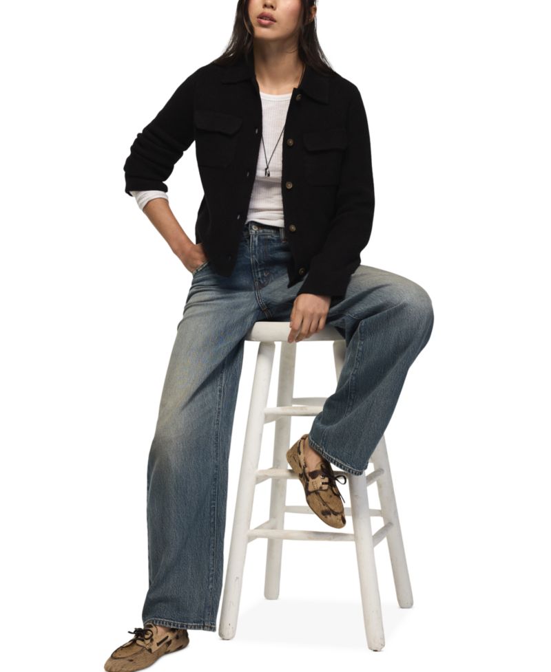 Women's Button-Down Long-Sleeve Fitted Cardigan Sweater