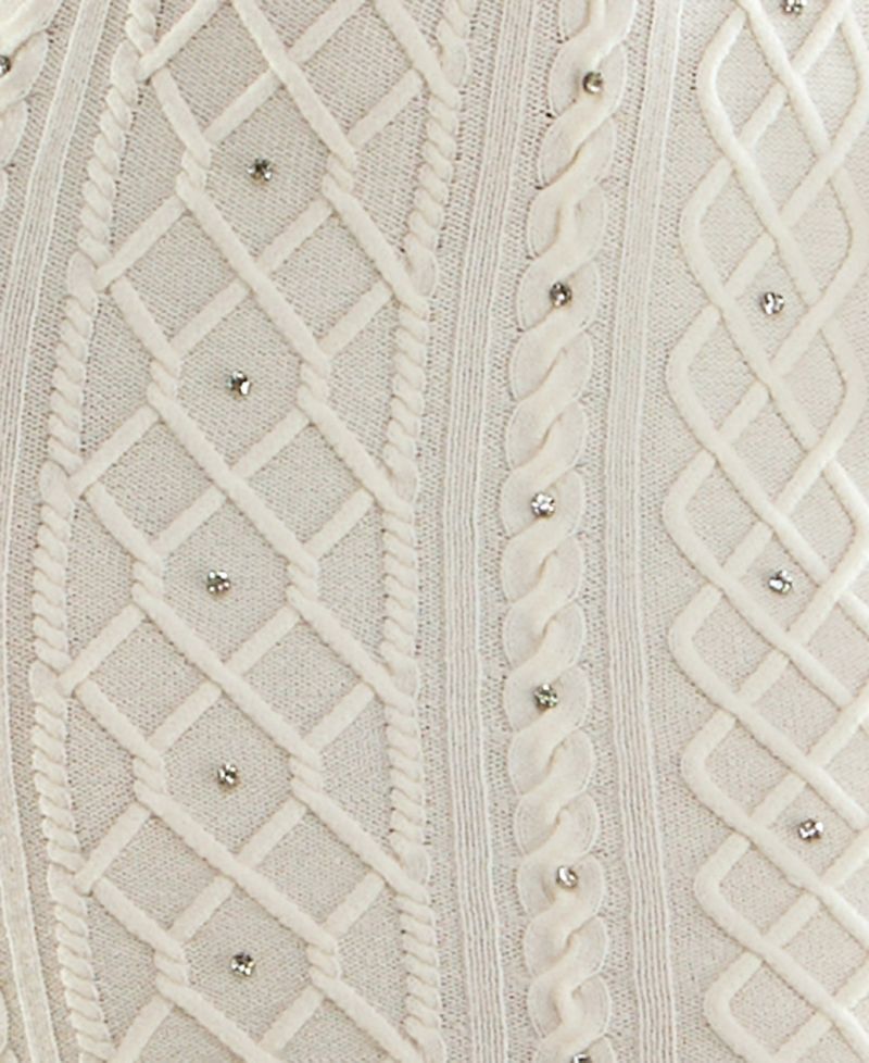 Juniors' Cable-Knit Rhinestone-Embellished Midi Dress
