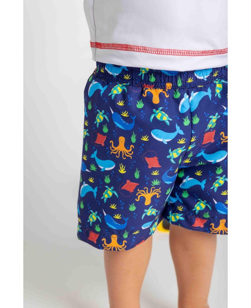Little Boys Under The Sea Print Swim Trunk