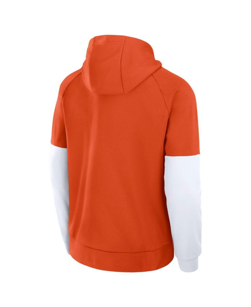 Men's Orange/White Clemson Tigers Fitness Raglan Performance Pullover Hoodie