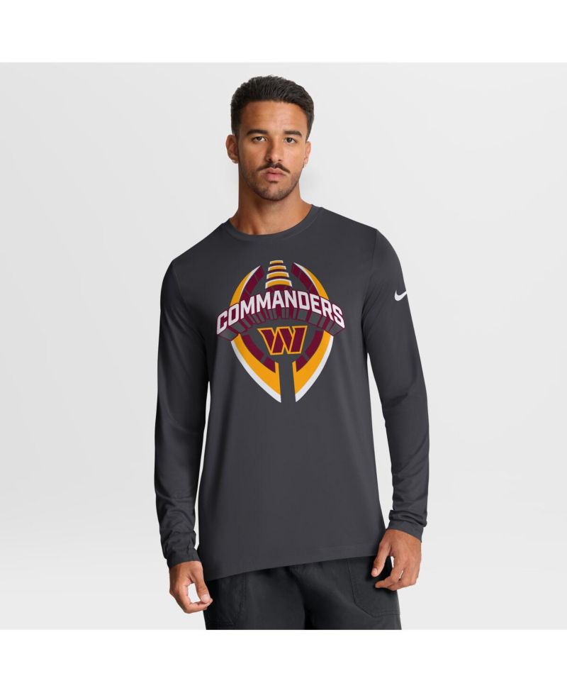 Men's Anthracite Washington Commanders Primetime Legend Icon Performance Long Sleeve T-Shirt