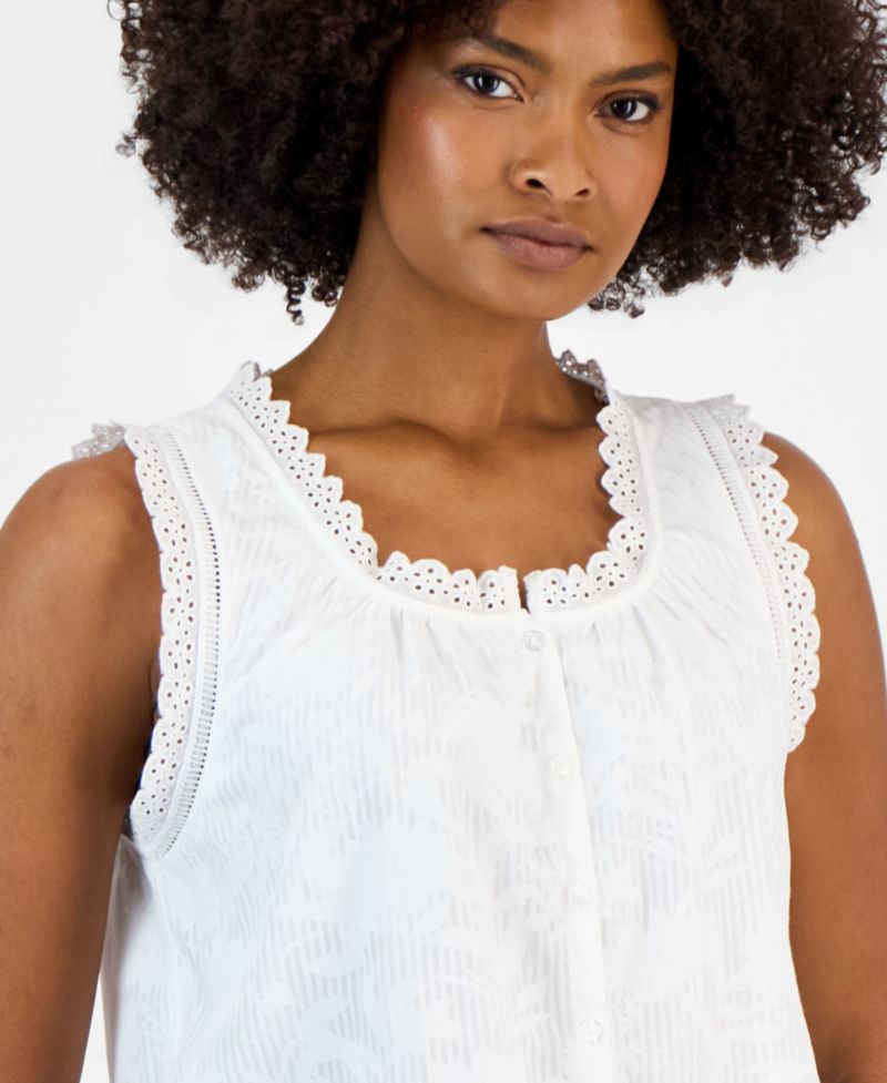 Women's Lace-Trim Cropped Sleeveless Top