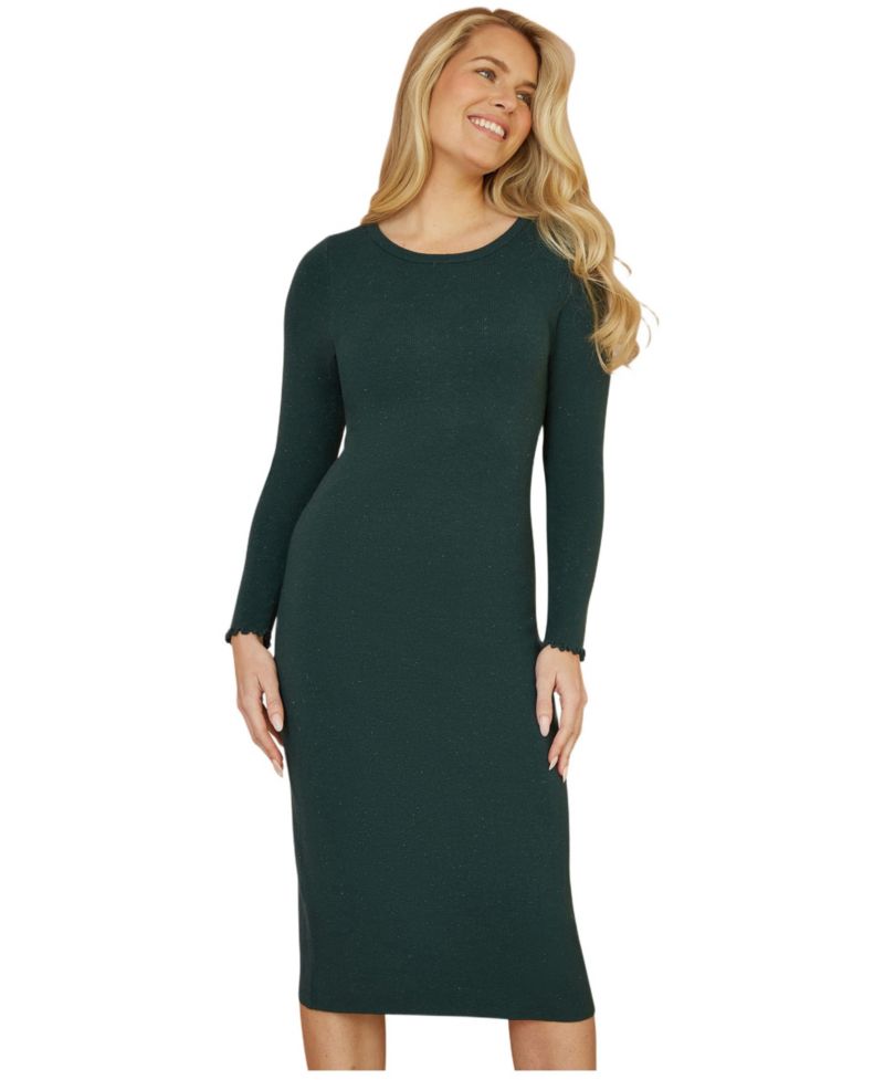 Women's Luminous Sparkle Knit Midi Sweater Dress