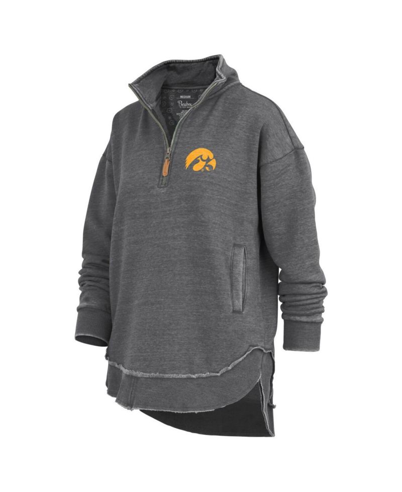 Women's Black Iowa Hawkeyes Northfork Sojourn Poncho Quarter-Zip Sweatshirt