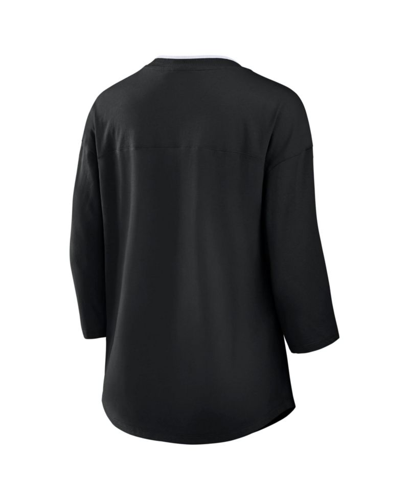 Women's Black Pittsburgh Steelers Plus Size Deceptive Juke 3/4-Sleeve V-Neck T-Shirt