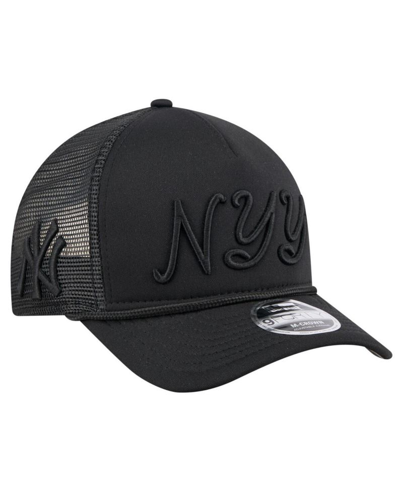 Men's Black New York Yankees City Initial 9FORTY A-Frame M-Crown Adjustable Trucker Hat