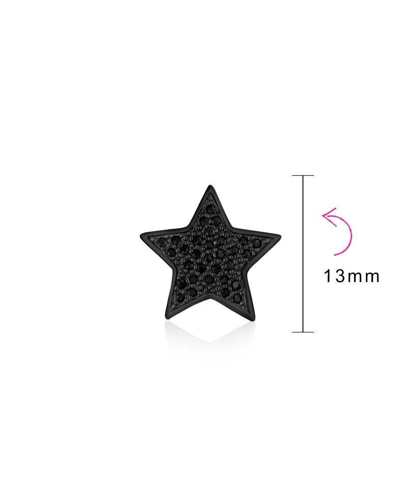 Patriotic Rock Star Sparkling Cubic Zirconia Micro Pave CZ Stud Earrings Sterling Silver
