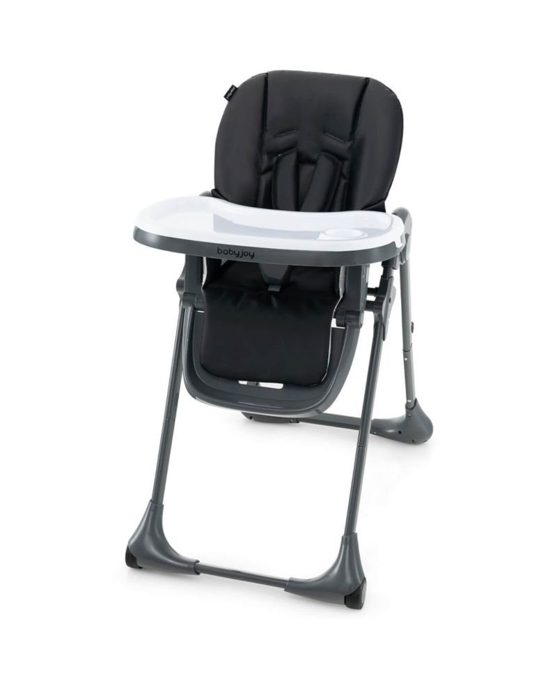 Baby High Chair w/ 7 Height and 3 Footrest Adjustable Cup holder 2 Wheels