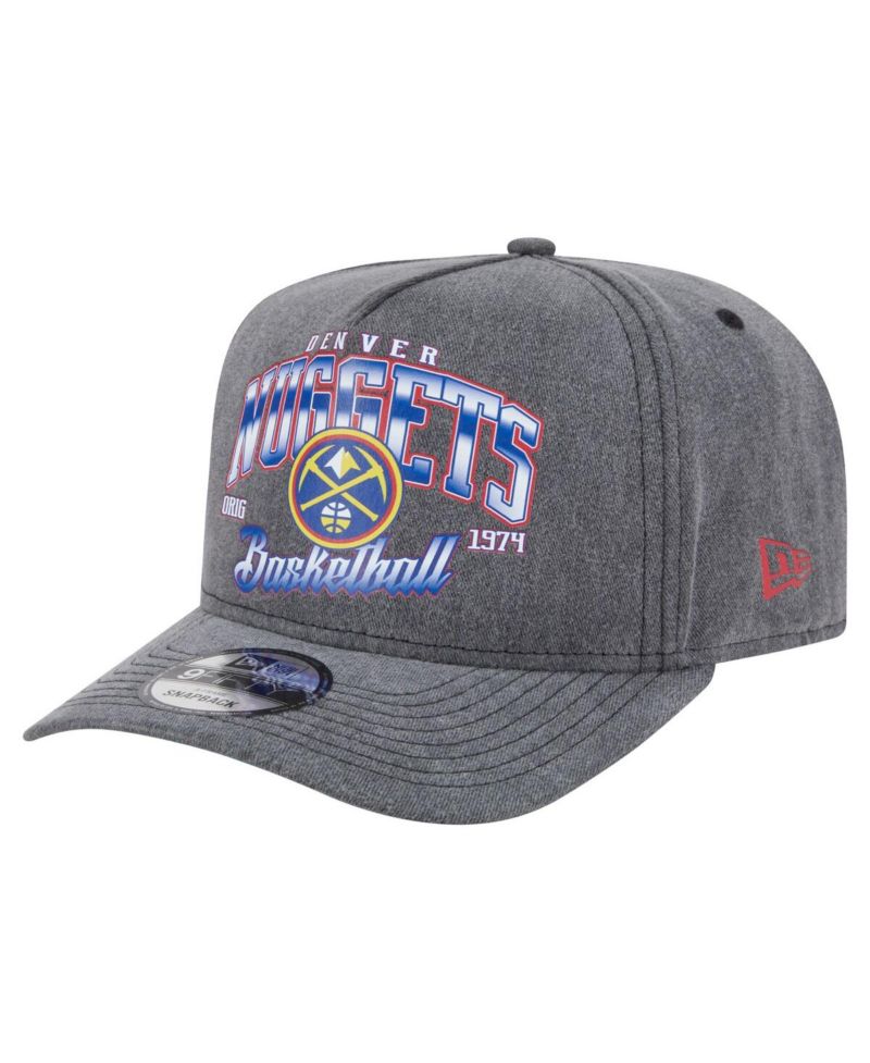 Men's Charcoal Denver Nuggets Throwback Washed Pre-Curved 9FIFTY Snapback Hat