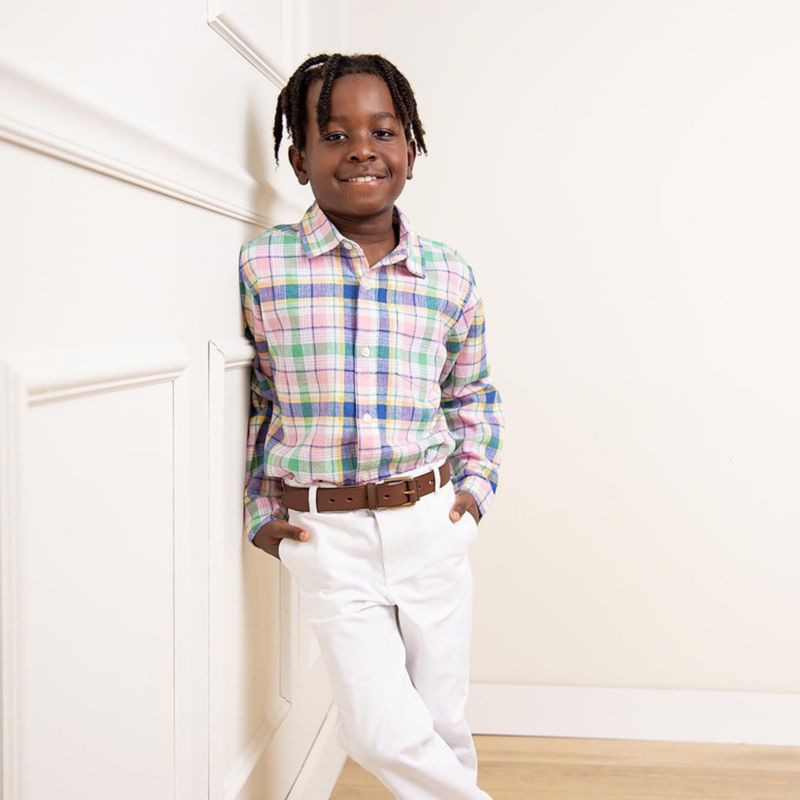 Hope and Henry Boys' Linen Long Sleeve Button Down Shirt - Kids